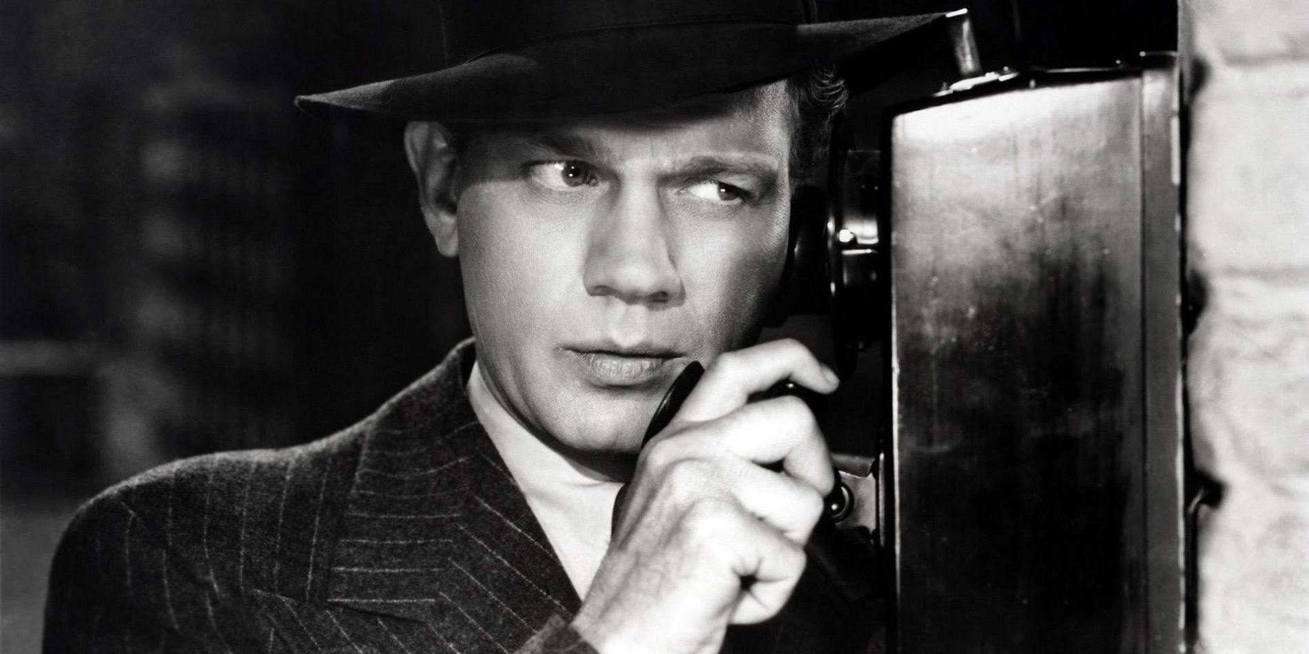 Joseph Cotten in a phone booth in Shadow of a Doubt