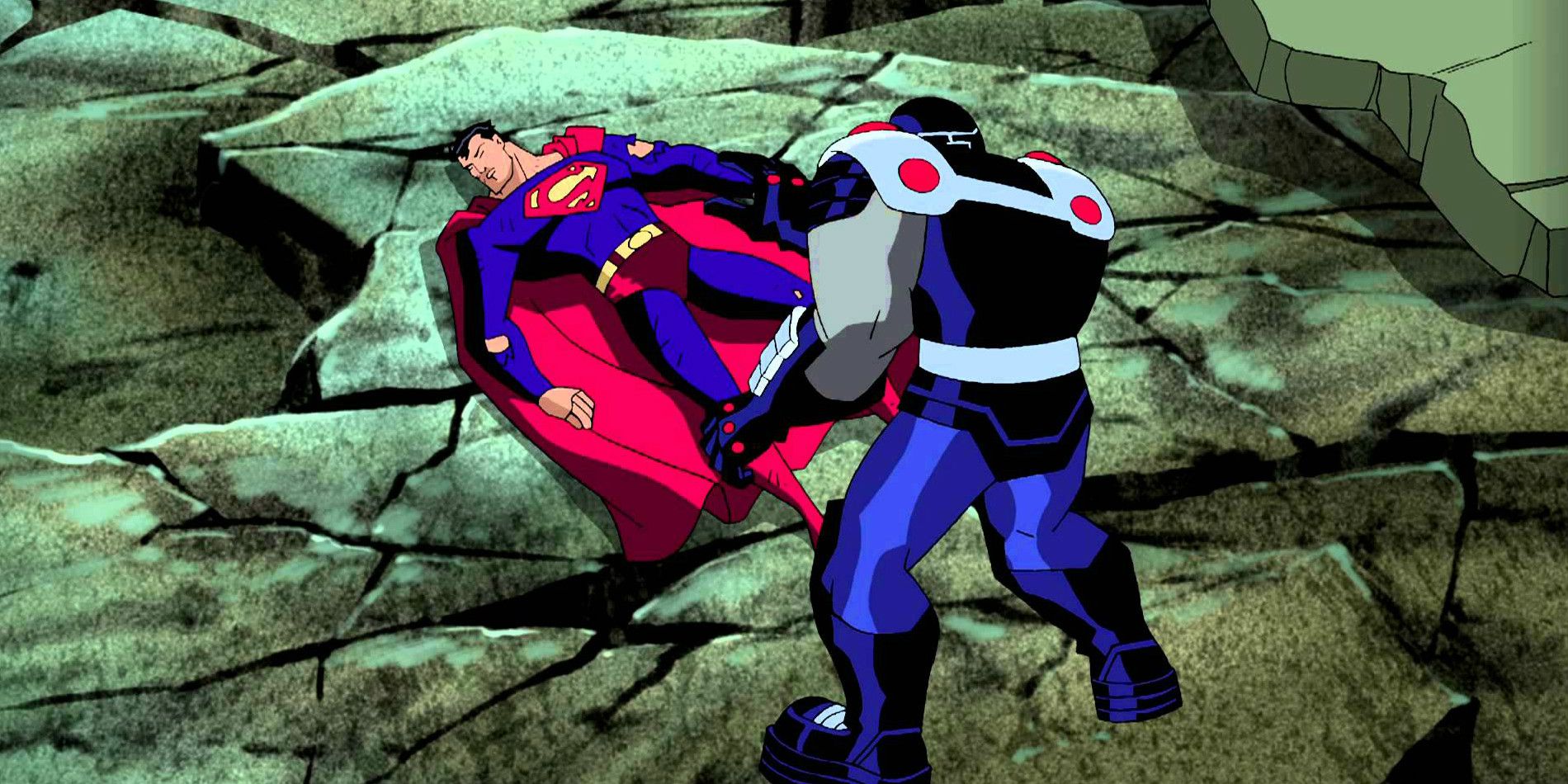 Sueprman gets beaten in the Justice League Unlimited Finale