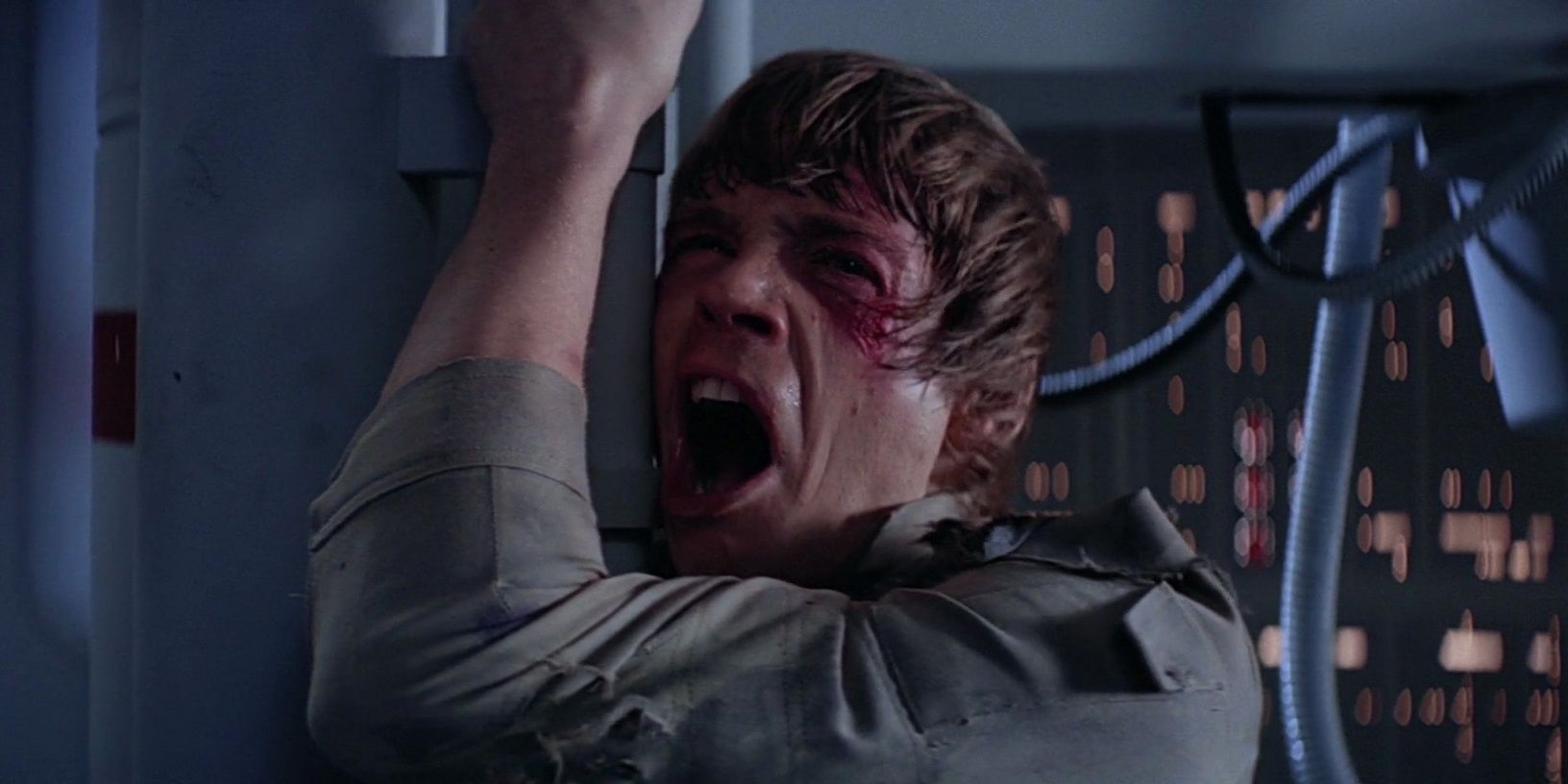 Luke Skywalker screaming no in Star Wars The Empire Strikes Back