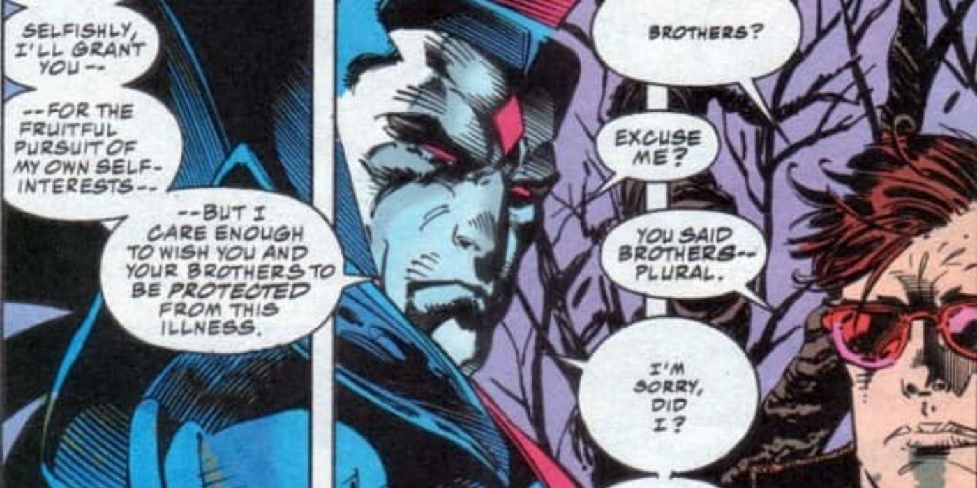Mr Sinister and Scott Summers discuss brothers