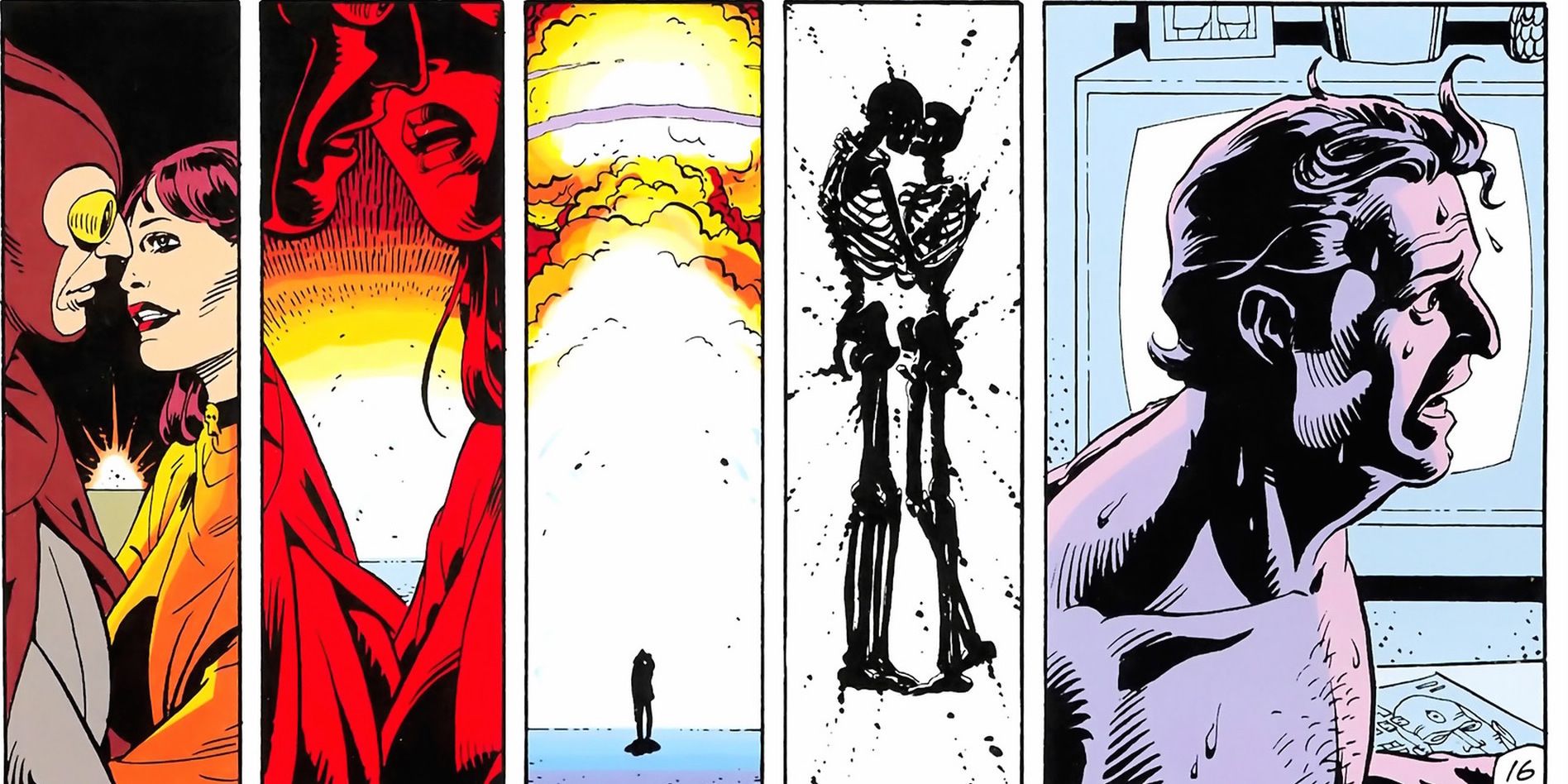 Owlman and Silk Spectre vision of death in the Watchmen comic