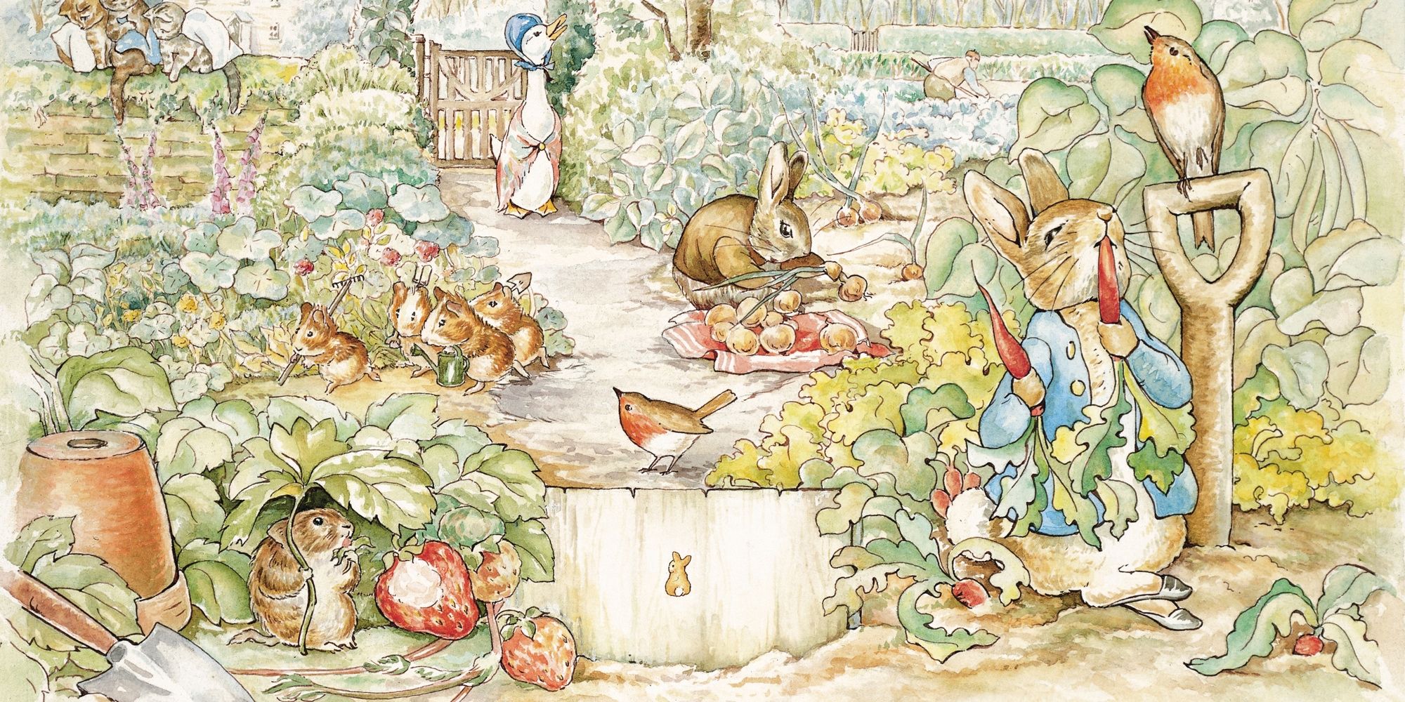 Peter Rabbit eating vegetables
