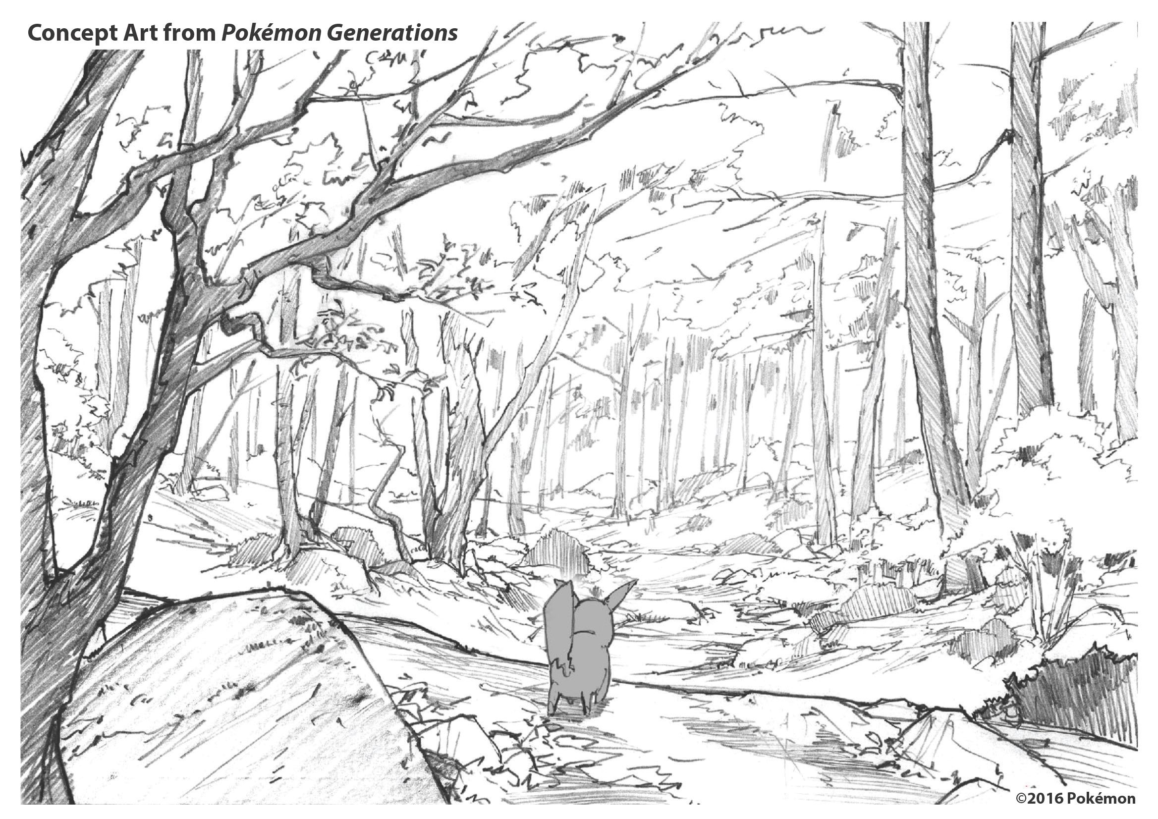 Pokemon Generations Concept Art_Viridian Forest_Kanto Region_Pokemon Red and Pokemon Blue