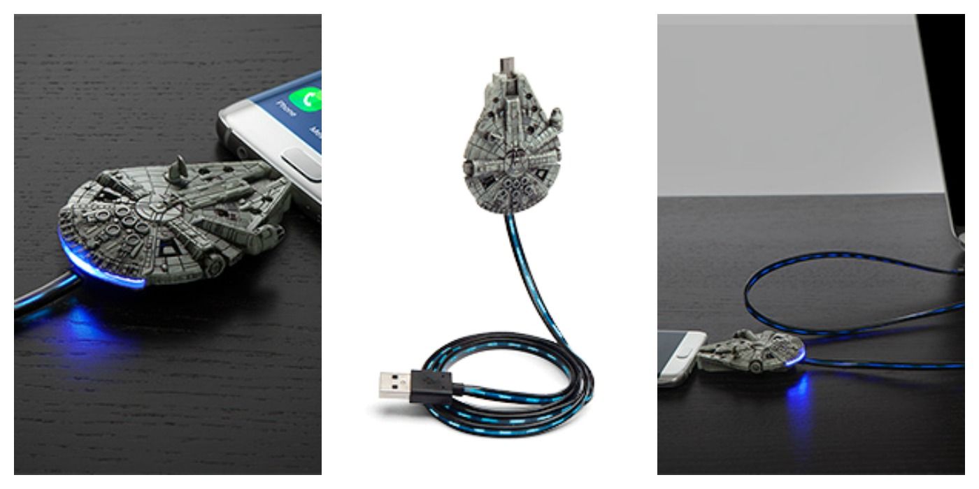 Rogue Friday Millennium Falcon Micro-USB Charging Cable collage
