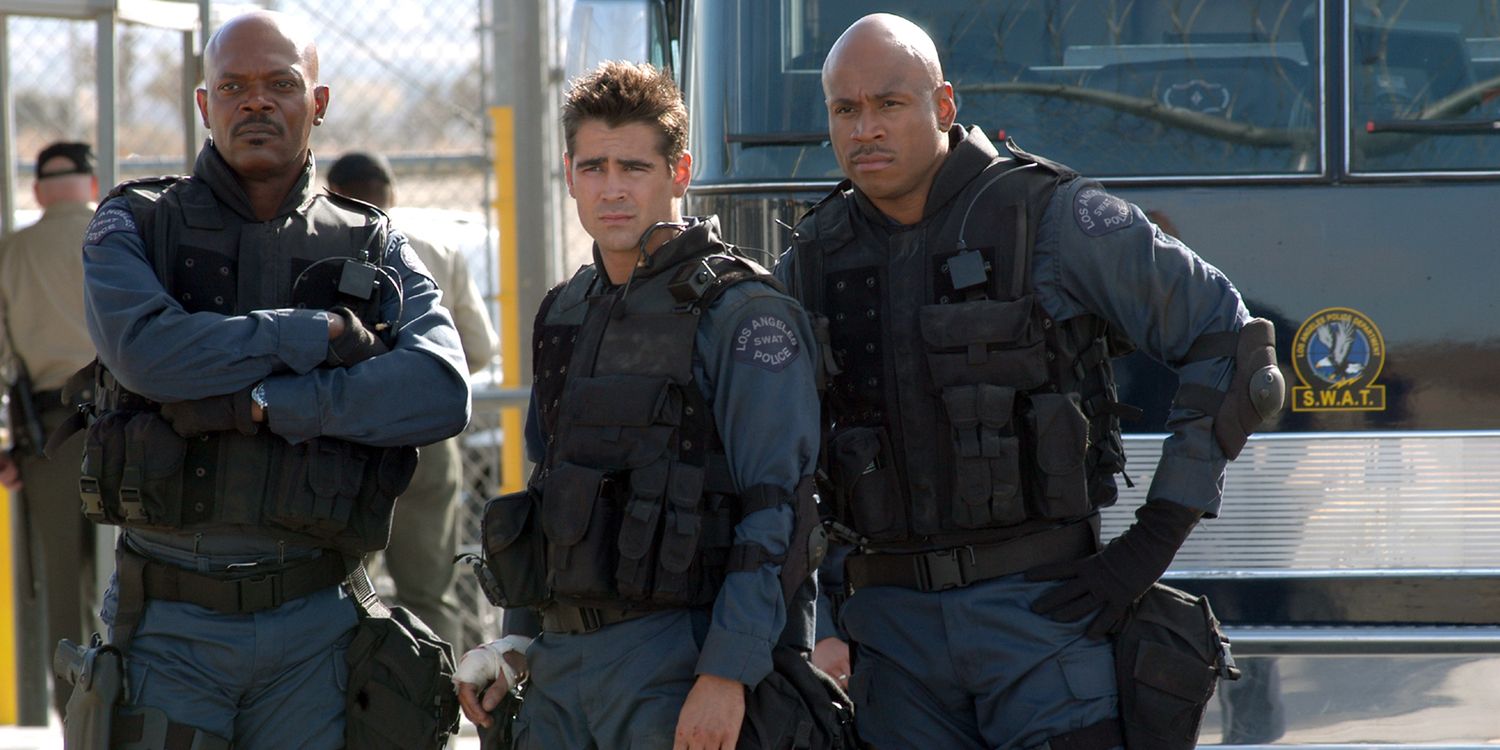 Samuel L. Jackson Colin Farrell and LL Cool J in SWAT