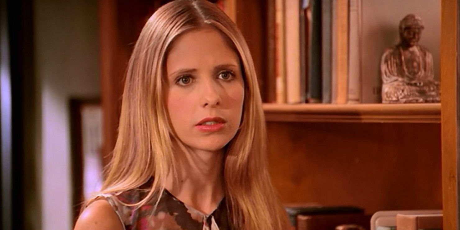 Buffy Summers looking confused in Buffy, the Vampire Slayer.
