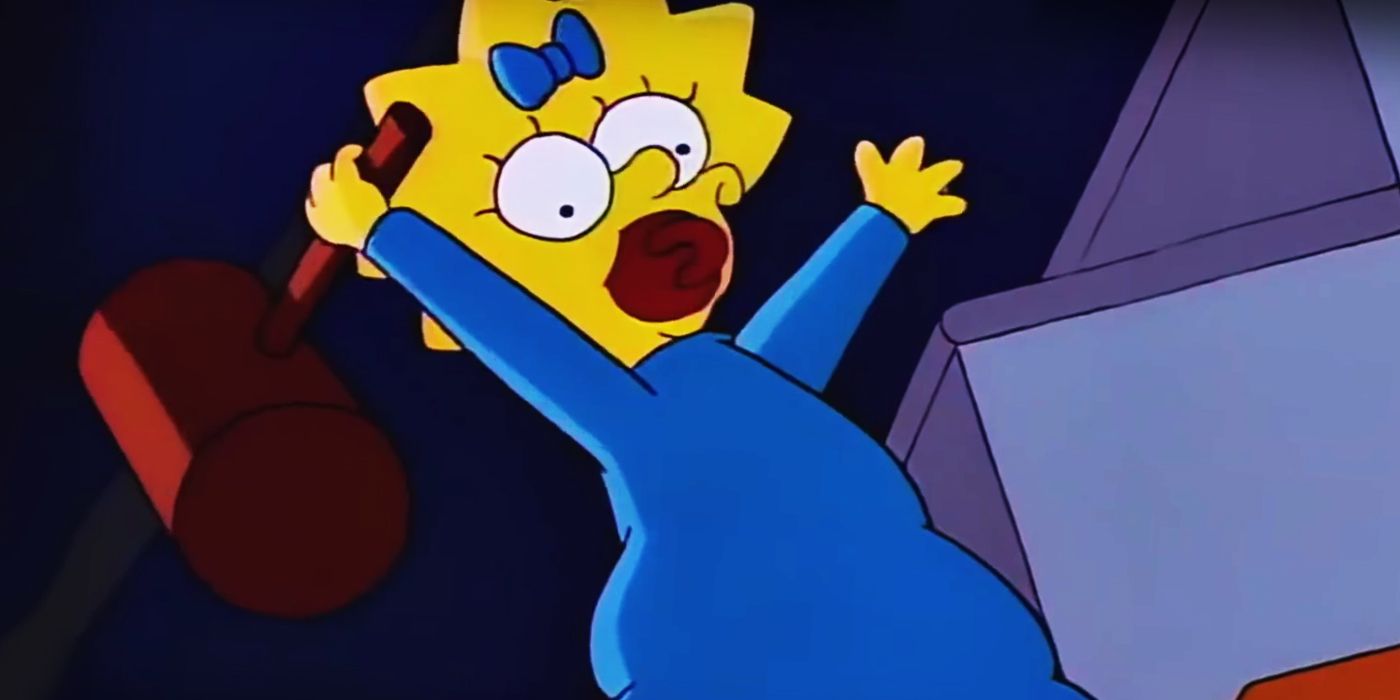 Maggie holds a hammer in The Simpsons