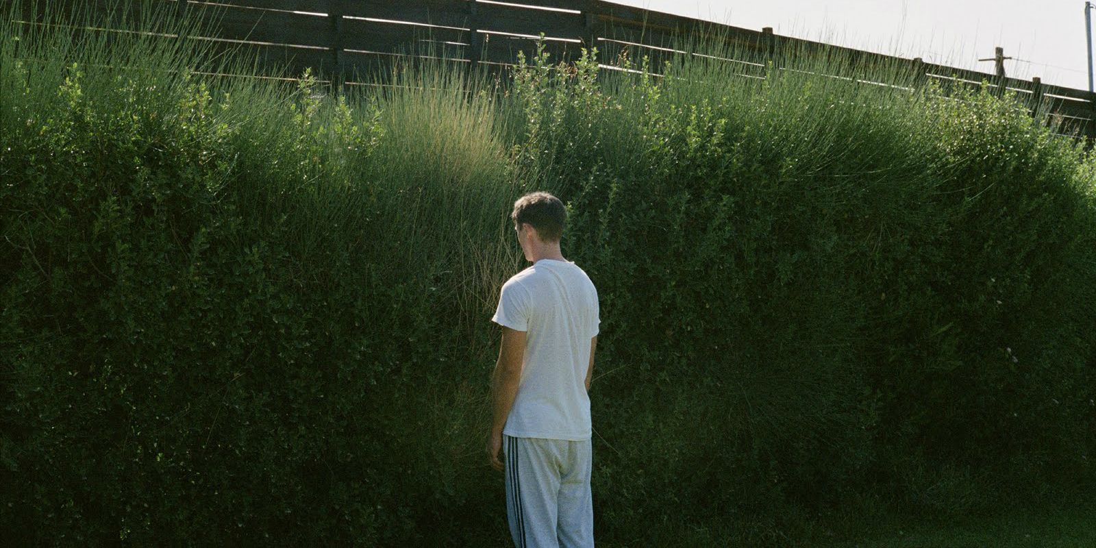 A character in Dogtooth looking into the grass