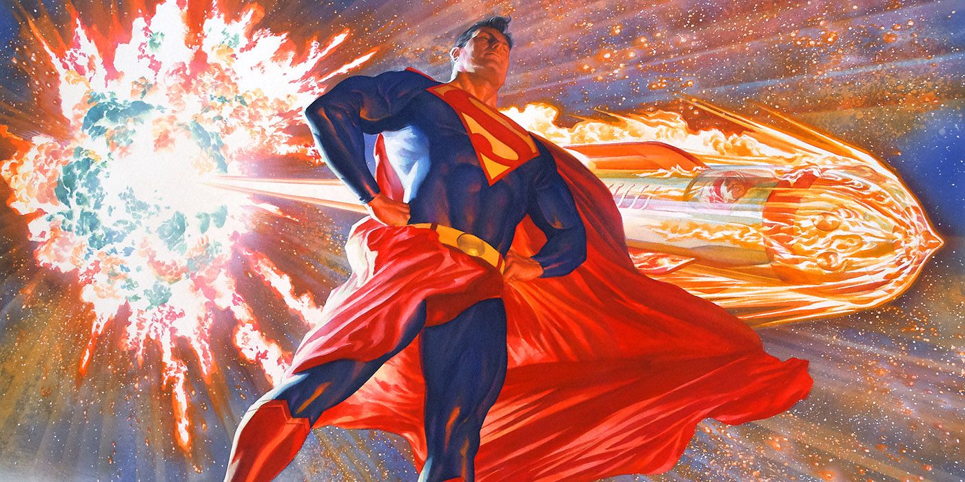 Superman and his destroyed home world Krypton
