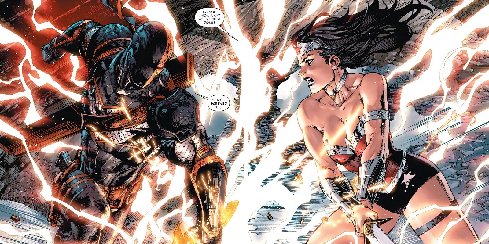 Wonder Woman fights Deathstroke in Deathstroke issue eight