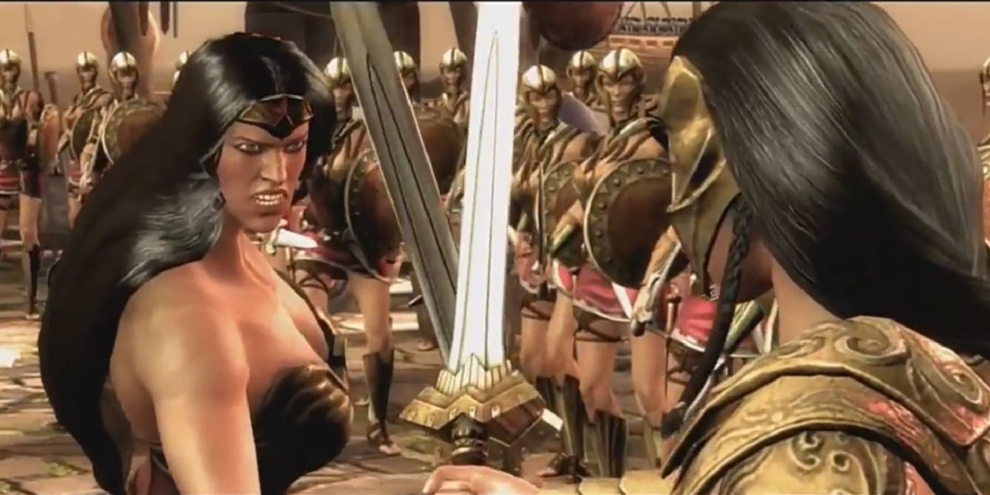 Wonder Woman vs Wonder Woman in the Injustice Gods Among Us video game