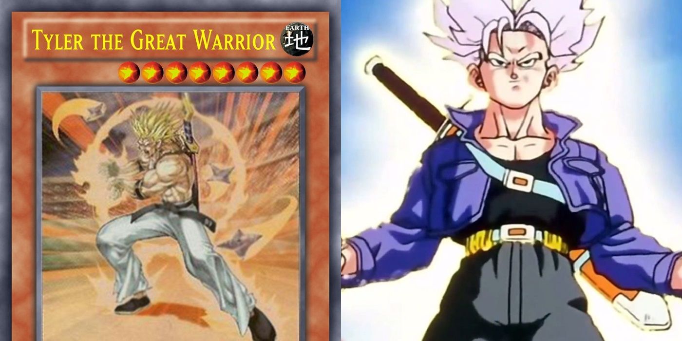Yu-Gi-Oh's Tyler the Great Warrior card, and Future Trunks in Dragon Ball Z