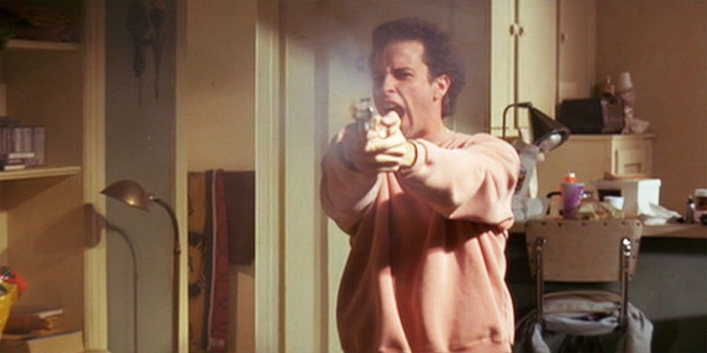 Alexis Arquette in Pulp Fiction, firing on Jules and Vincent, apartment scene