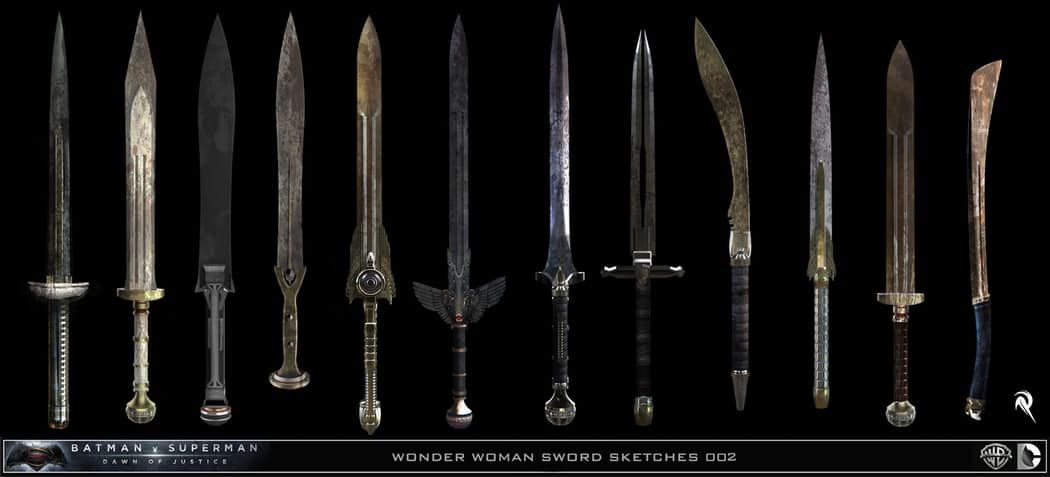 Batman V Superman - Wonder Woman swords concept art