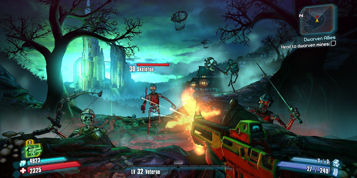 Skeletons attack the character in Borderlands: The Handsome Collection