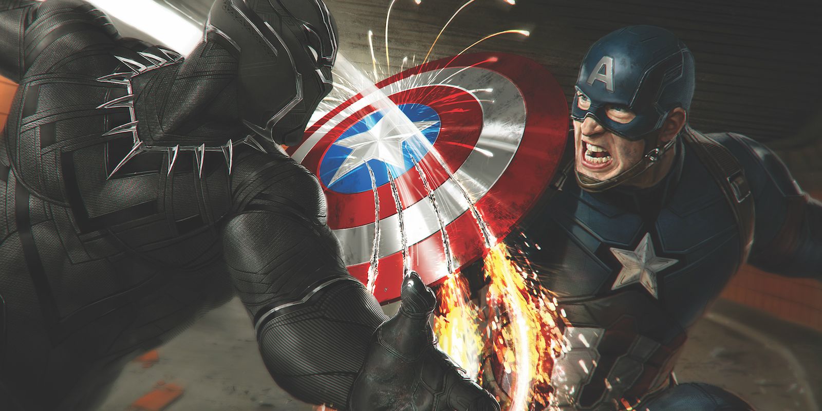 Captain America: Civil War concept art - Black Panther vs. Captain America