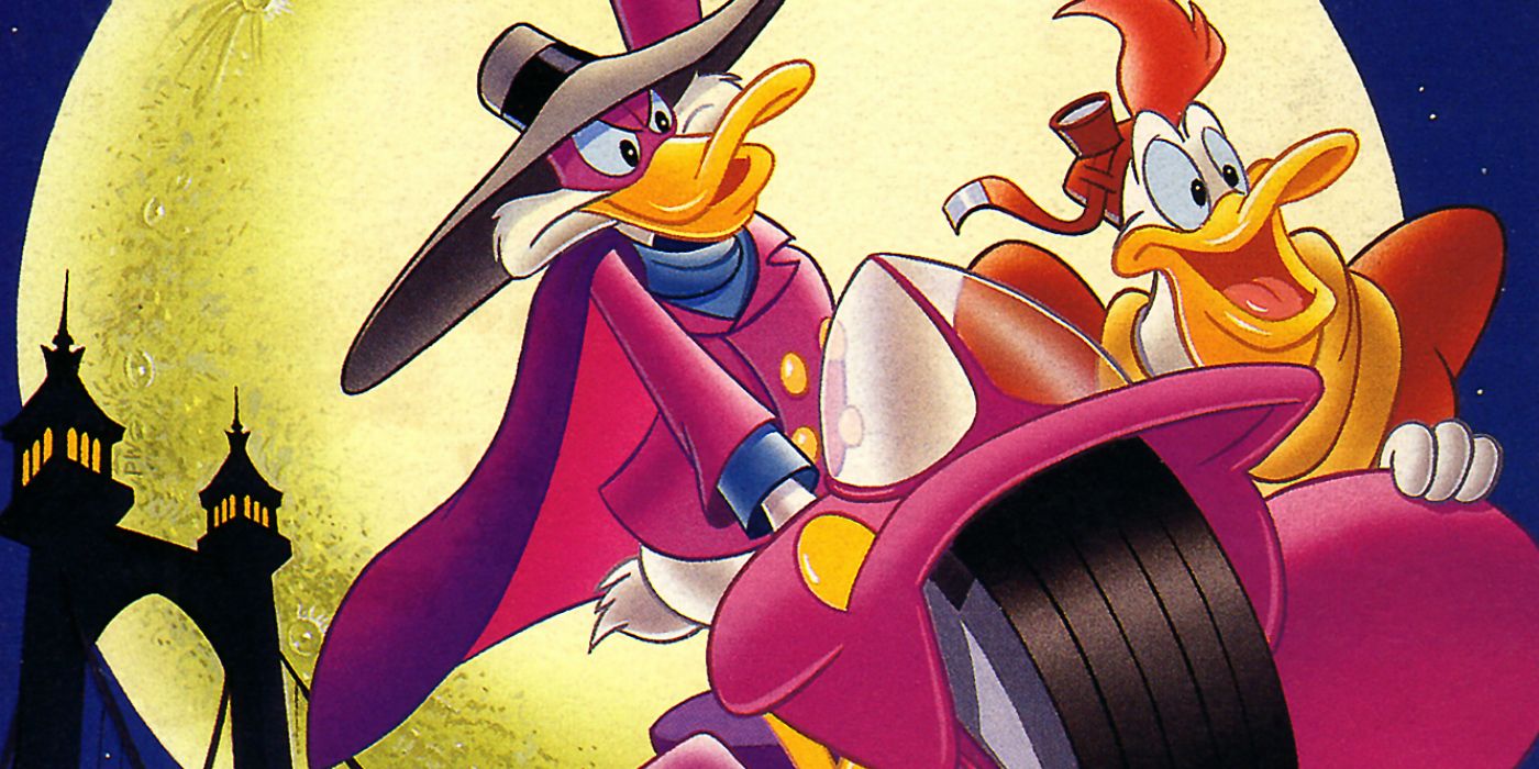 Darkwing Duck and Launchpad McQuack seen in the TV show.
