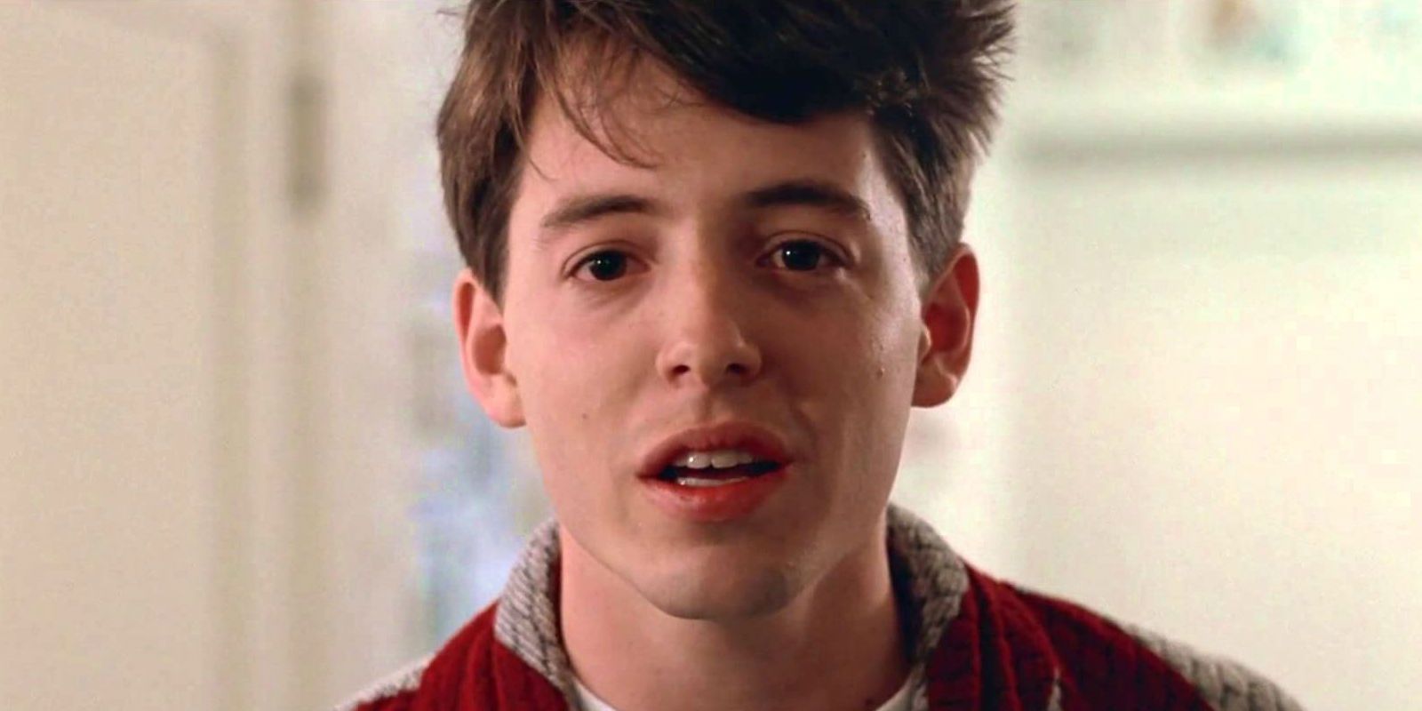 Ferris Bueller (Matthew Broderick) looking at the camera in Ferris Bueller's Day Off.