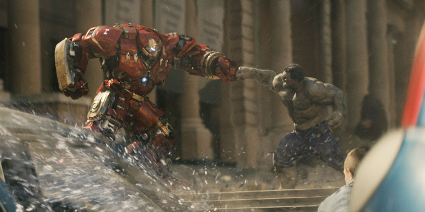 Hulk punches Hulkbuster in Avengers: Age of Ultron