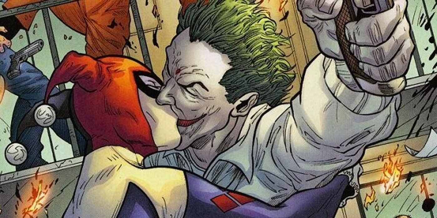 Joker and Harley Quinn kissing