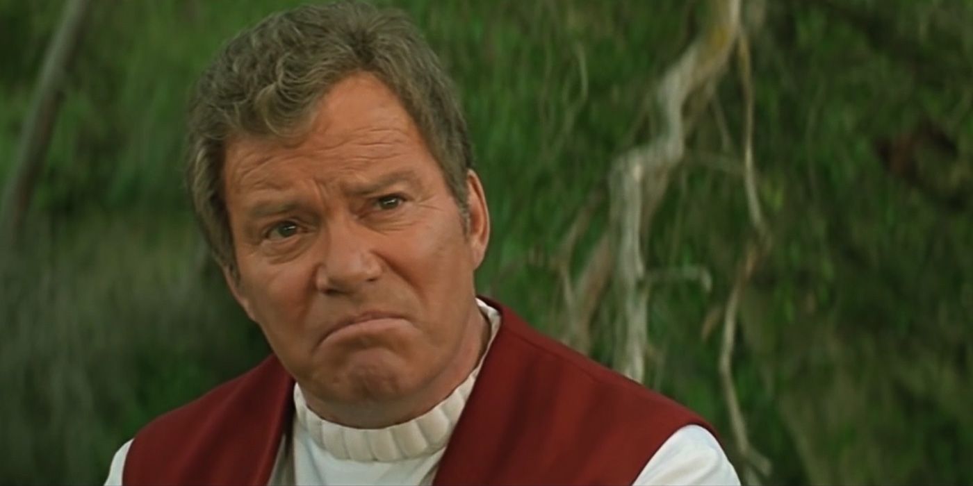 Kirk looks grumpy in Star Trek Generations 