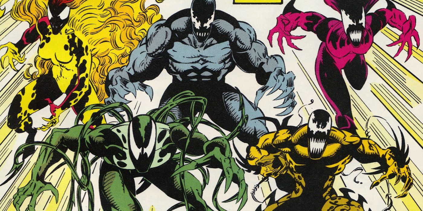 Some of the many symbiotes appearing in Marvel Comics