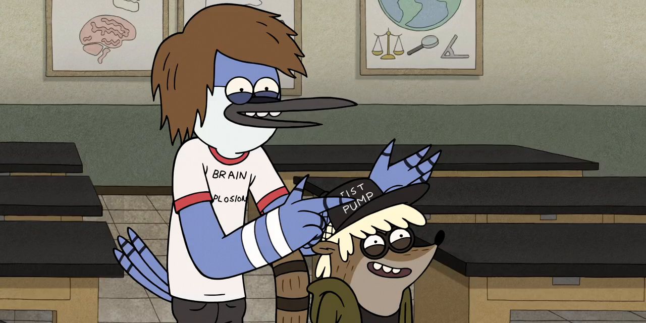 Mordecai and Rigby in human disguises from Regular Show: The Movie