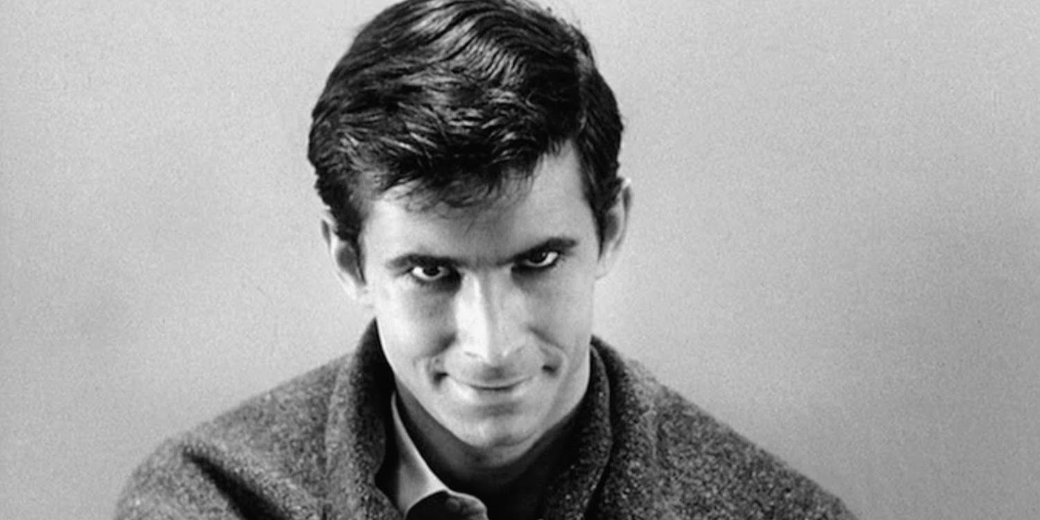 Anthony Perkins creepily looks directly into the camera in Psycho