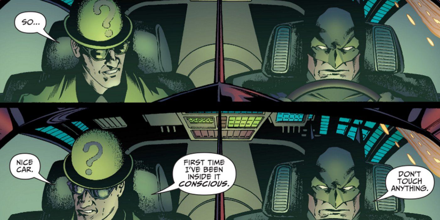 Riddler DC Batman in the Batmobile
