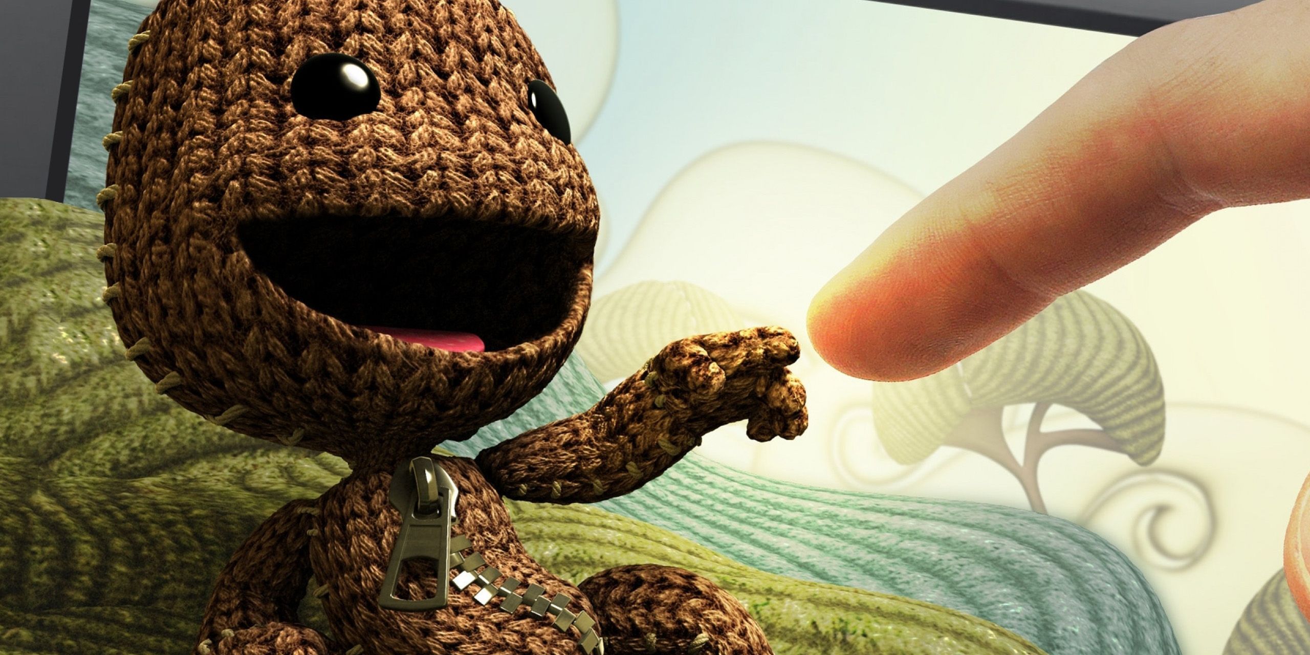 LittleBigPlanet Sackboy recreating the Creation of Man.