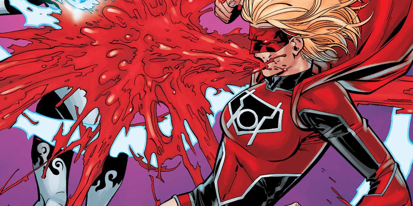 Supergirl Red Lantern spits acid