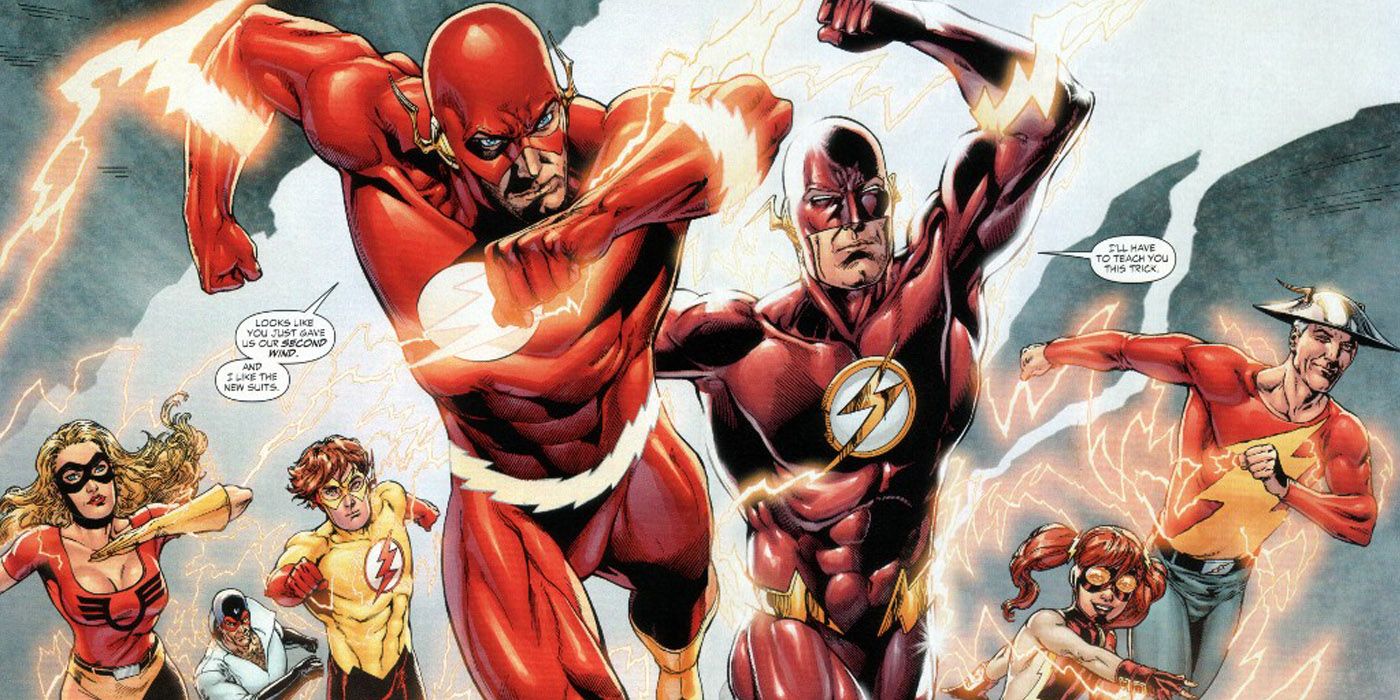 Multiple speedsters running in The Flash comics