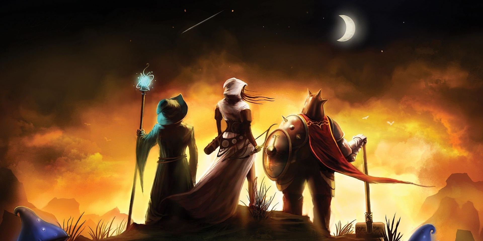 The heroes of Trine in an artsy image