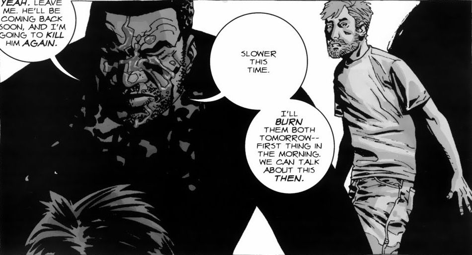 Walking Dead Tyreese Kills Chris and talks to Rick after suicide pact