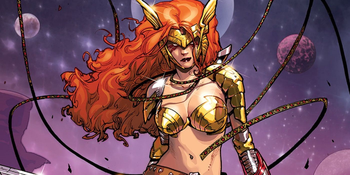 Angela attacks in Marvel Comics.