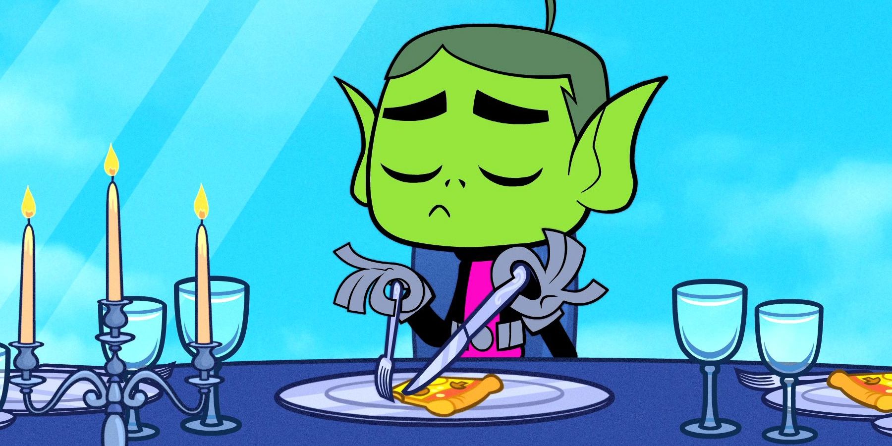 Beast Boy eating in Teen Titans