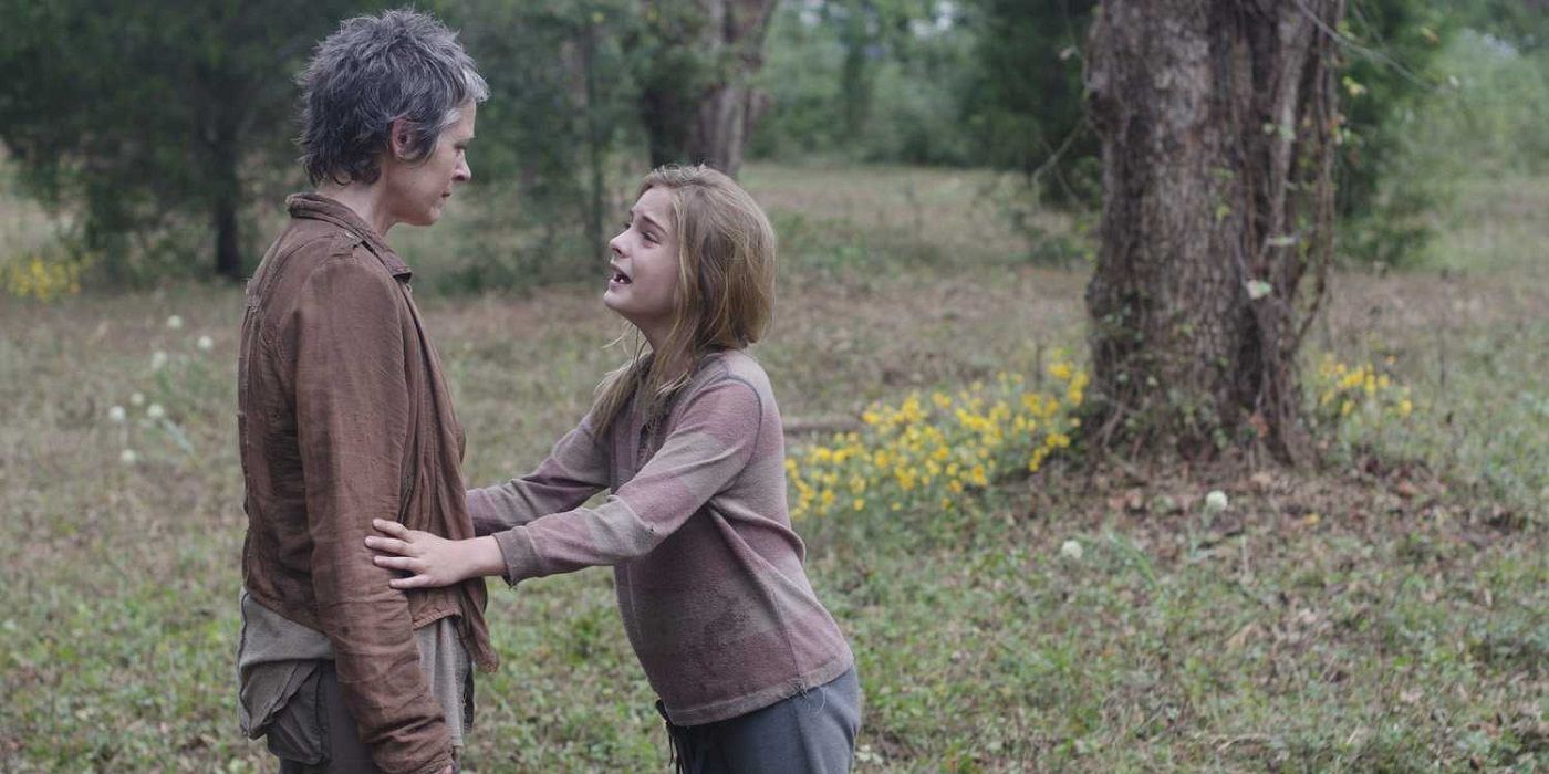 Carol (Melissa McBride) kills Lizzie (Brighton Sharbino) in The Walking Dead