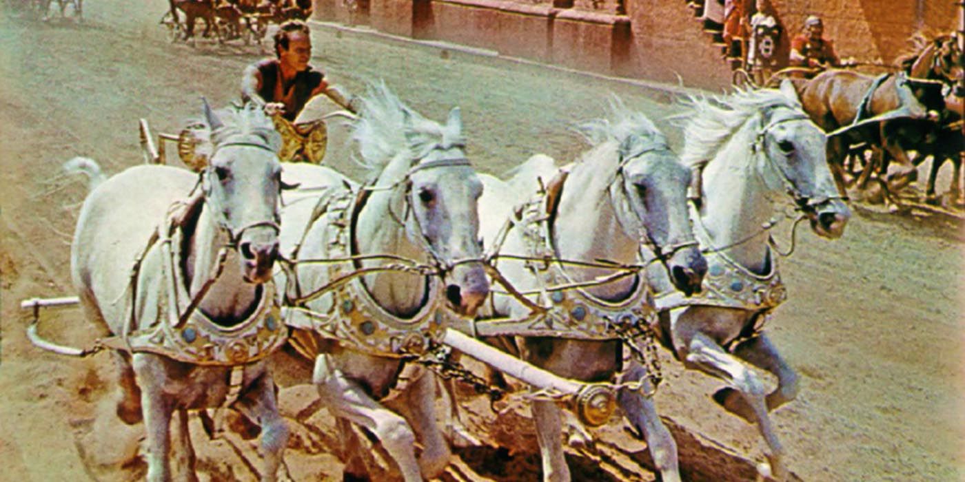 The chariot race sequence in Ben-Hur