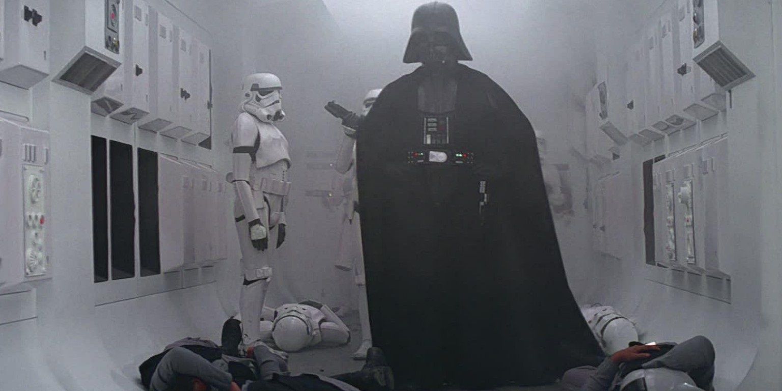 Darth Vader enters Tantive IV in Star Wars A New Hope