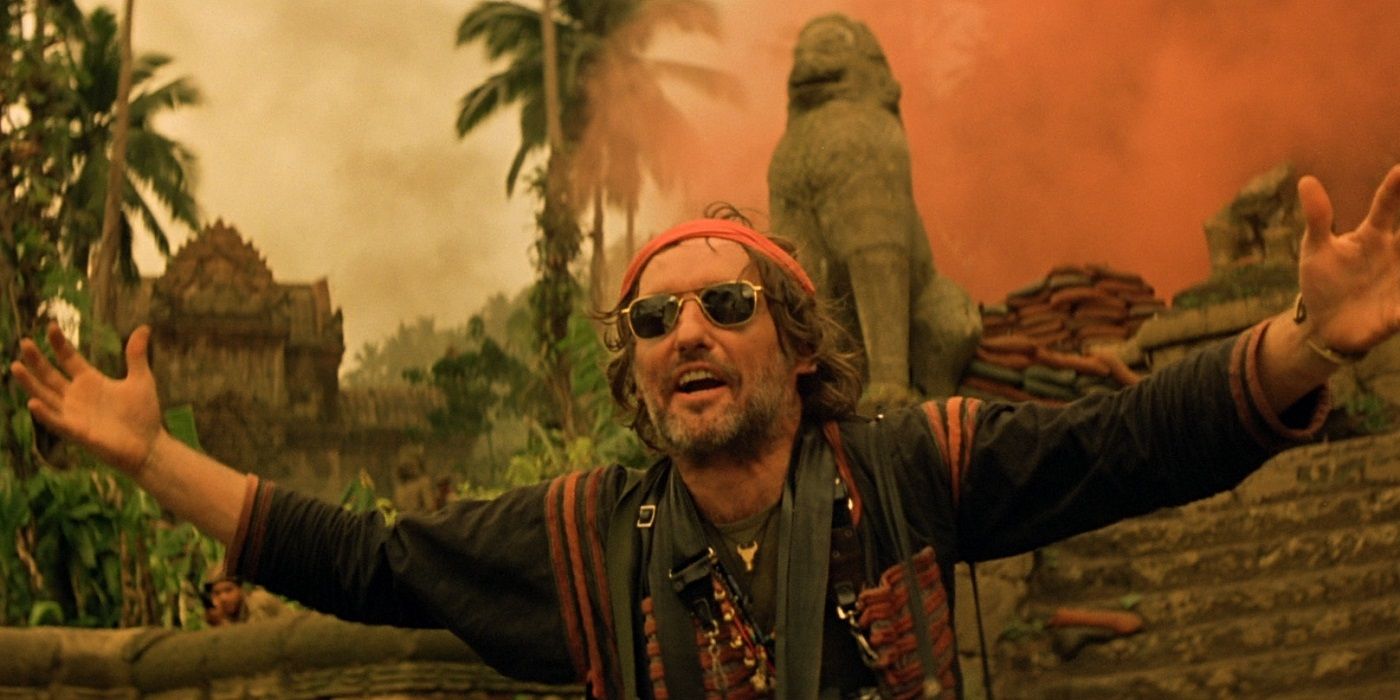 Dennis Hopper in at Kurtz's temple in Apocalypse Now