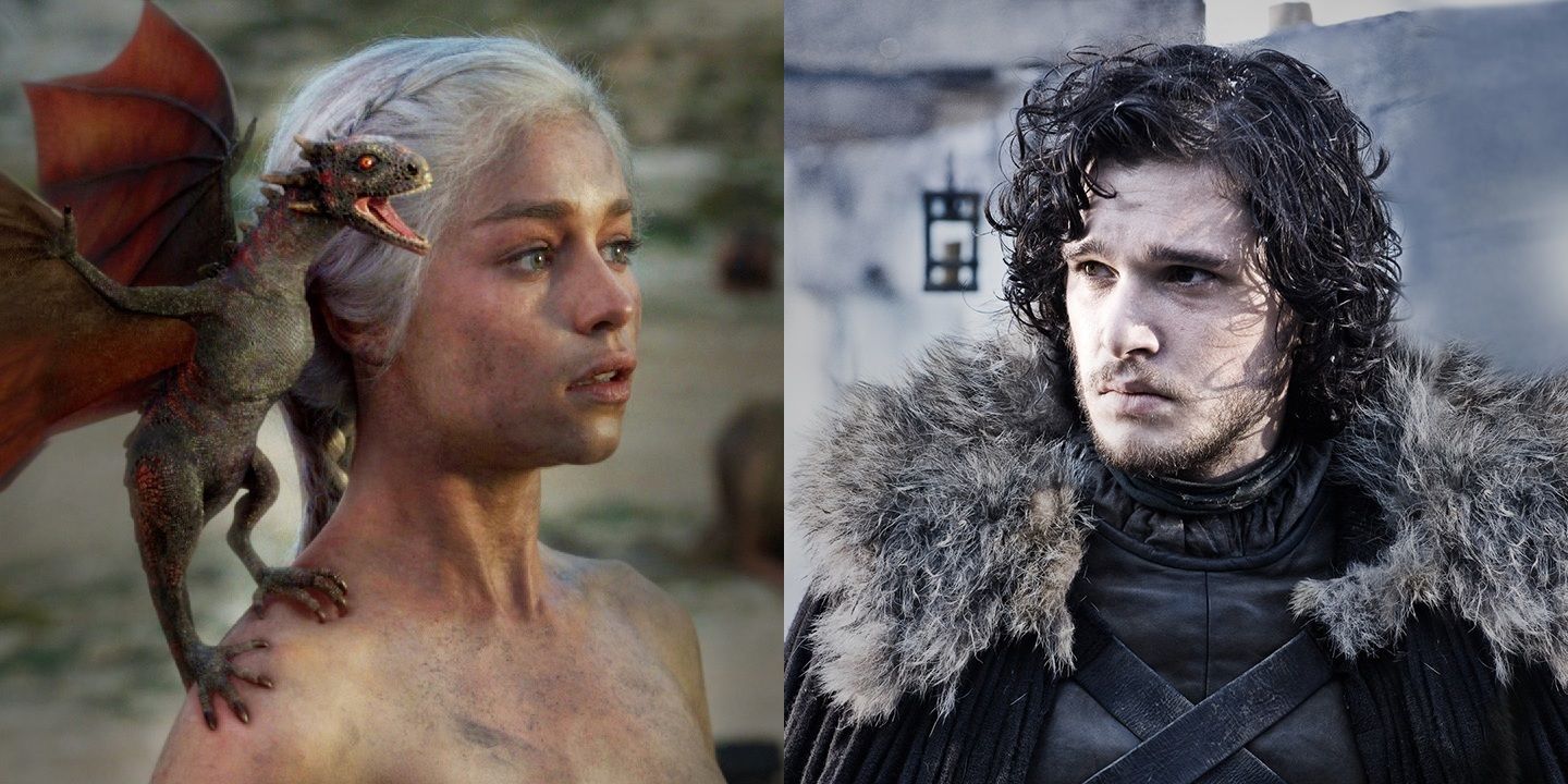 Emilia Clarke as Daenerys and Kit Harington as Jon Snow in Game of Thrones