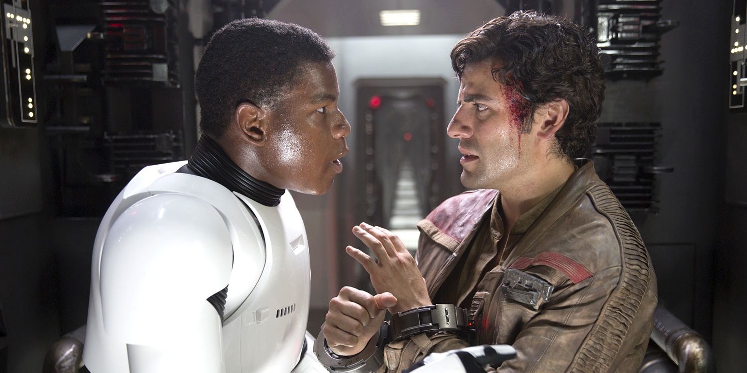 Finn and Poe Dameron in Star Wars The Force Awakens