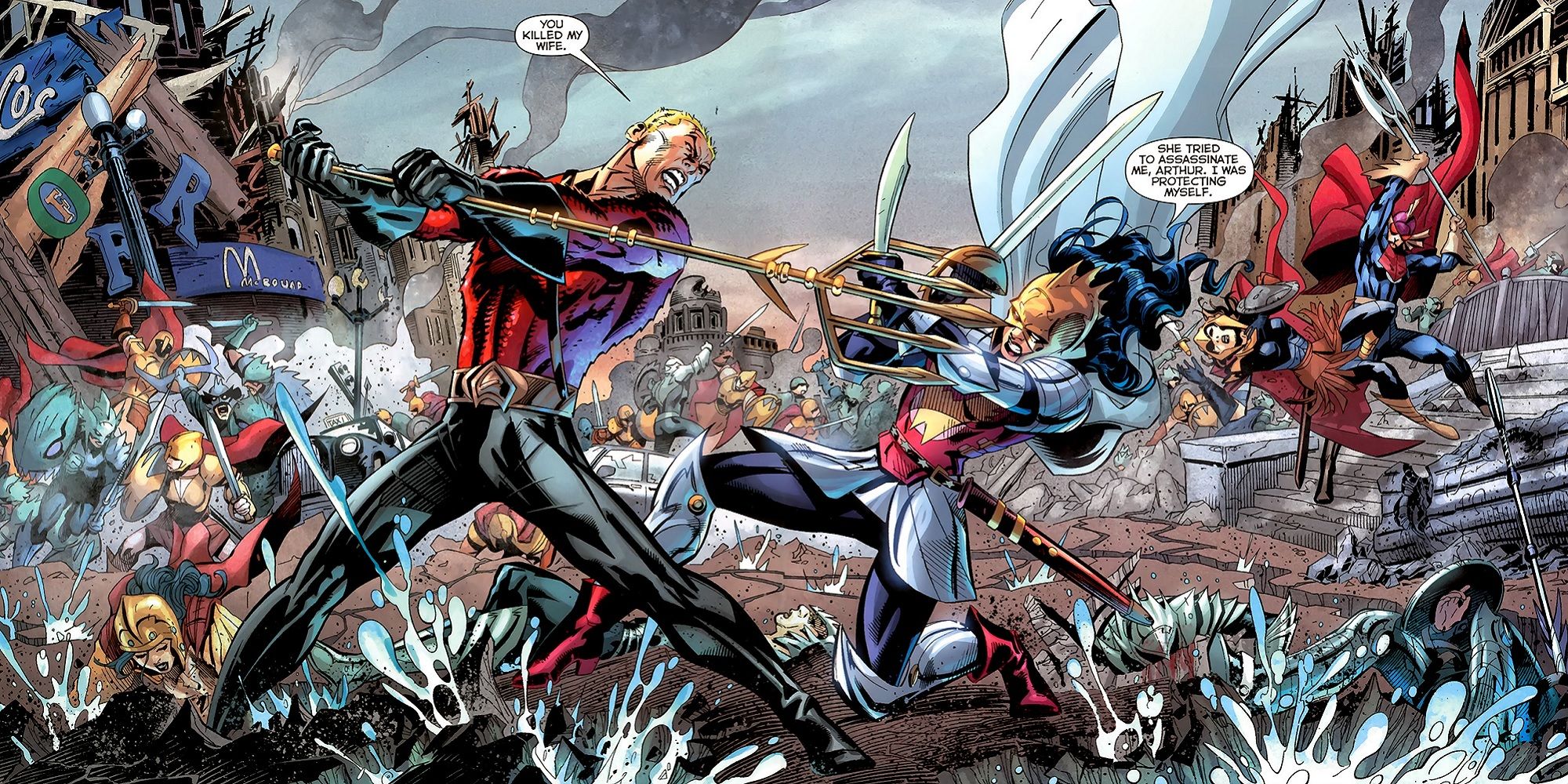 Flashpoint Paradox - Wonder Woman fights Aquaman