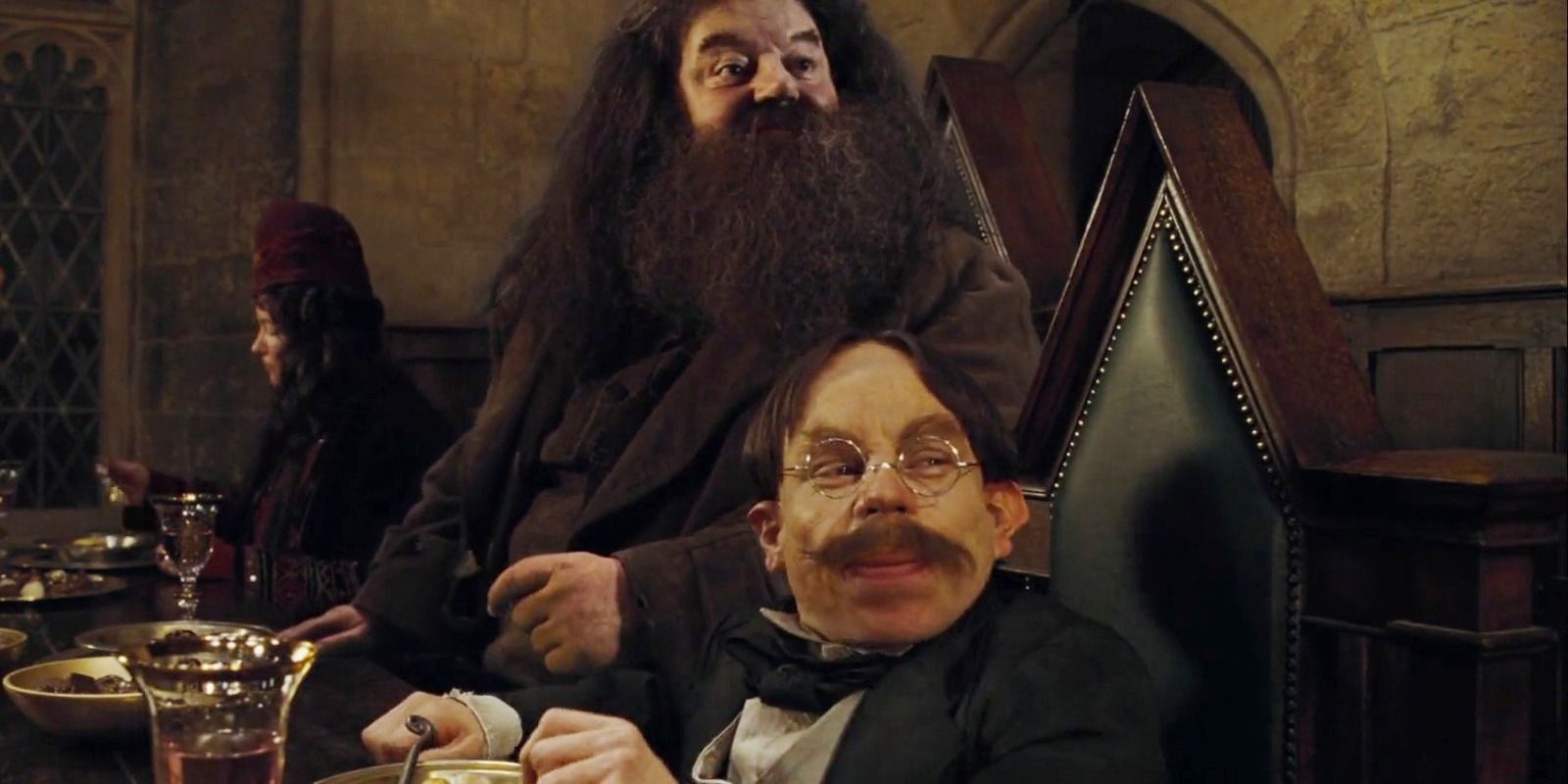 Flitwick with Hagrid in Harry Potter