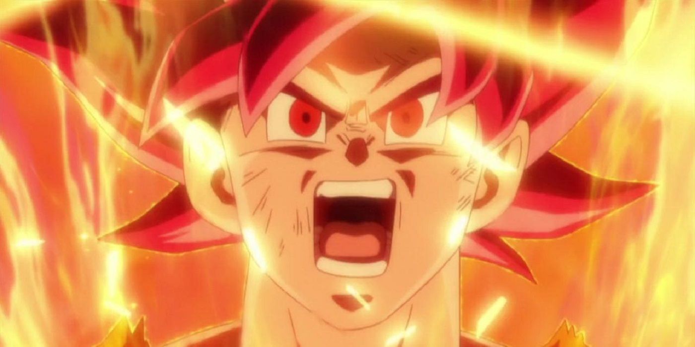 Goku's Super Saiyan God form in Dragon Ball Super/ Dragon Ball Z: Battle of Gods