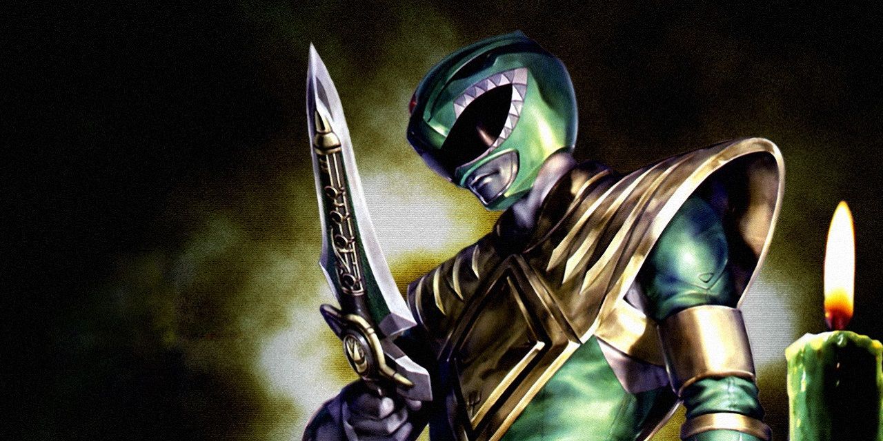 An illustration of the Mighty Morphin Green Ranger with the green candle from Boom Studios comics