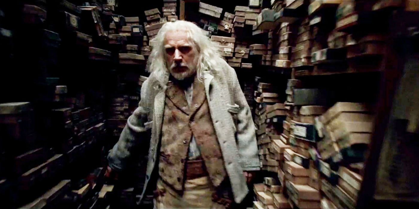 Gregorovitch backed up against a shelf in Harry Potter and the Deathly Hallows.
