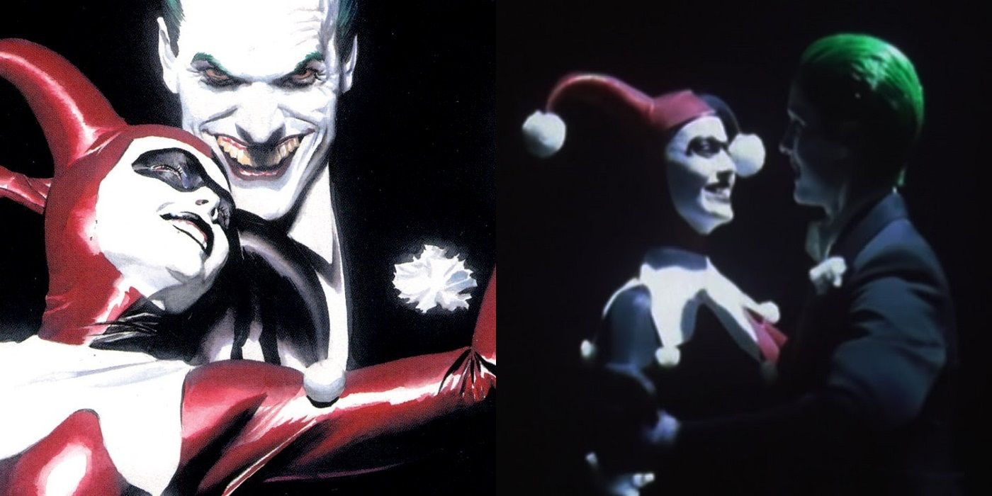 Harley Quinn and Joker in Suicide Squad comic comparison