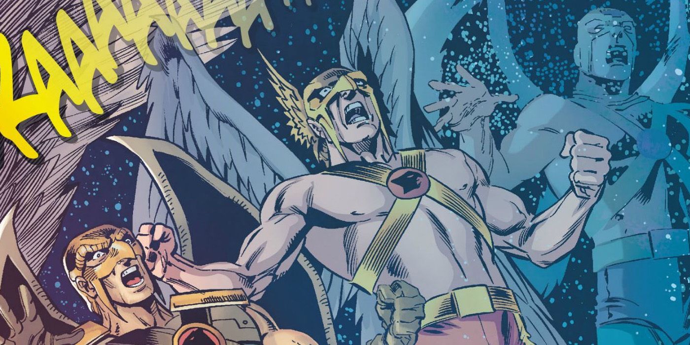 Hawkman howls in fury in DC Comics.