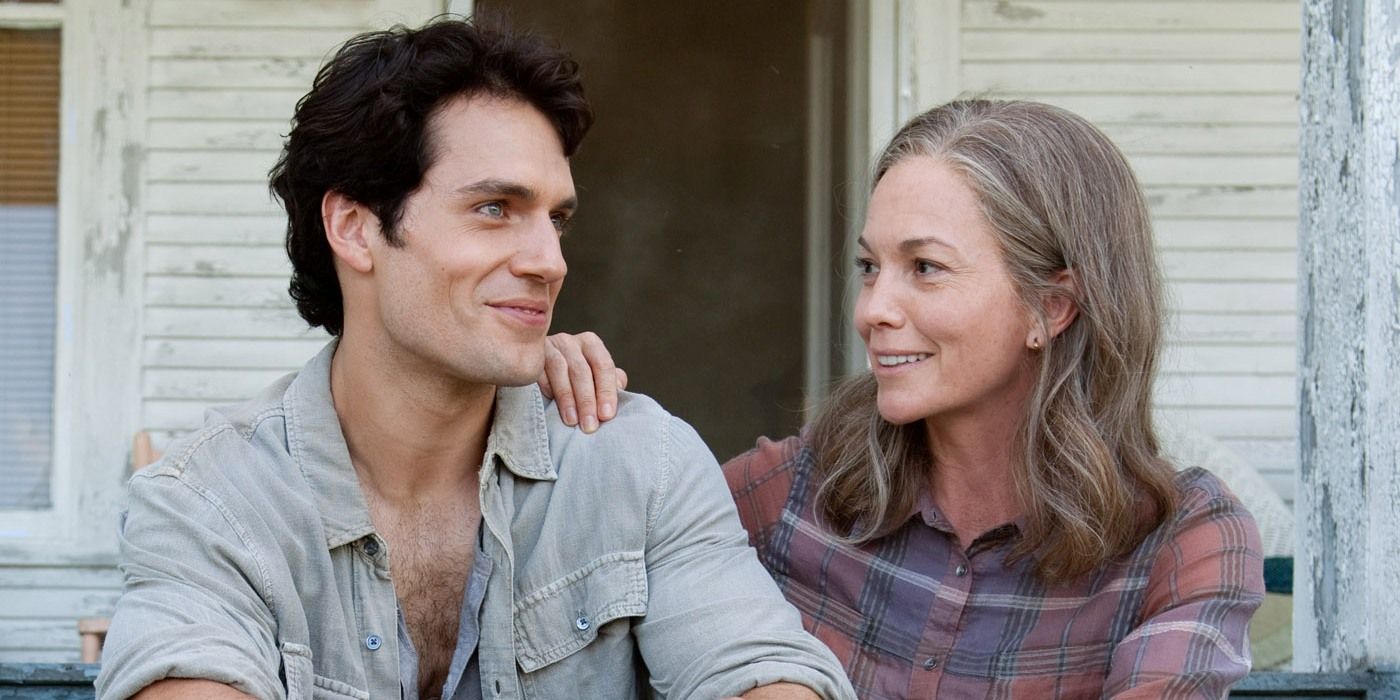 Clark and Martha Kent laughing together in Man Of Steel